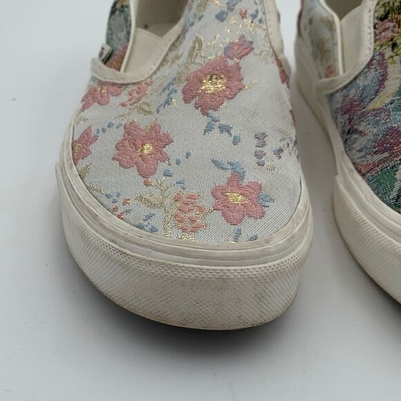 Vans Women's Floral Canvas Slip-On Sneakers - Pink and blue floral mixed media - Picture 3 of 12